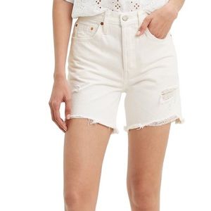 White Levi 501 premium denim shorts